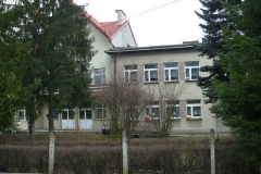 Część budynku szkoły za drzewami