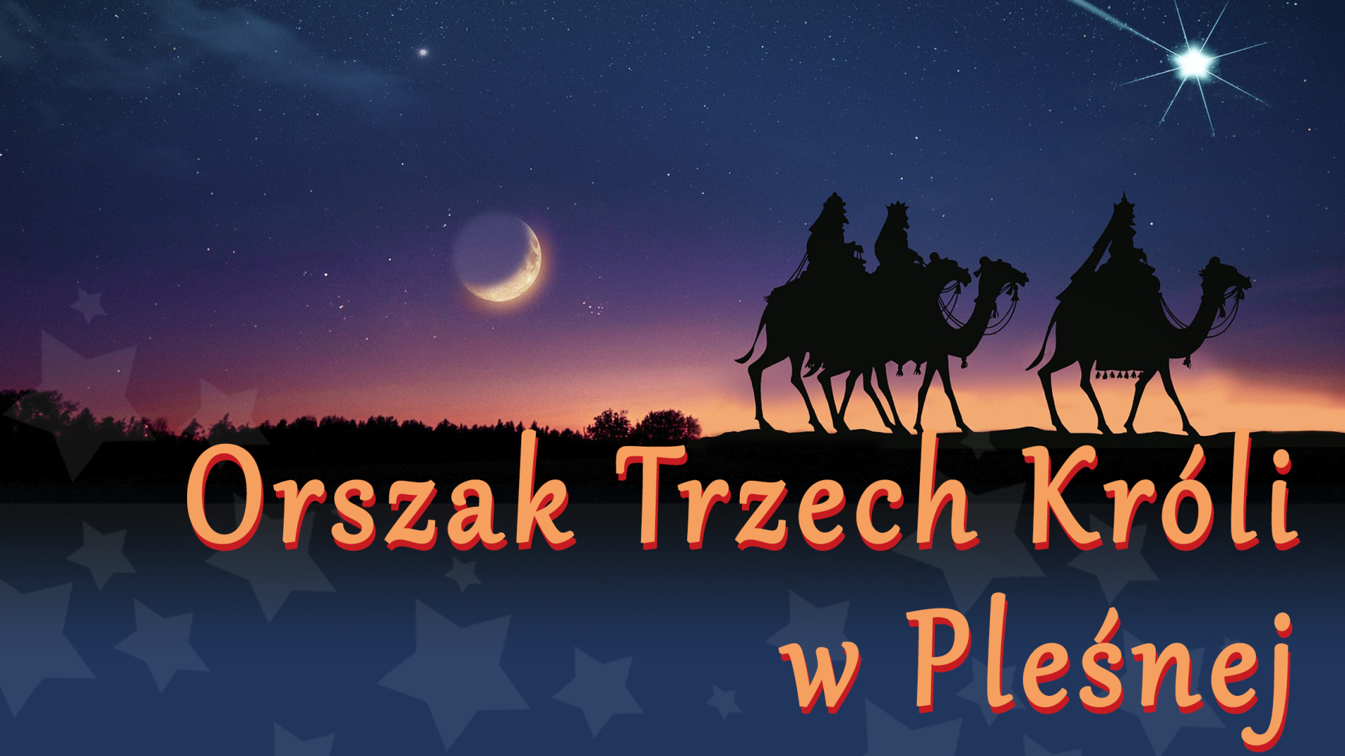 Trzech monarchów na wielbłądach podróżuje nocą