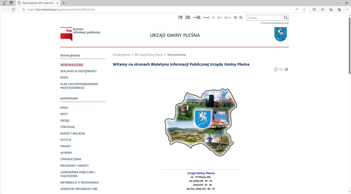 Strona główna Biuletynu Informacji Publicznej Gminy Pleśna