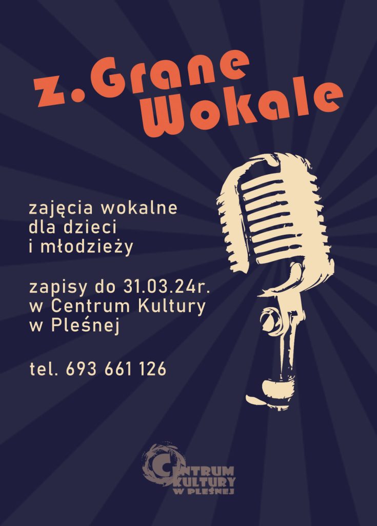 Na zdjęciu tekst "z.Grane Wokale". W tle rysunek przedstawiający mikrofon.