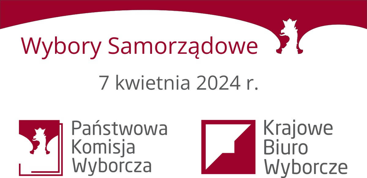 Baner informacyjny z logiem Państwowej Komisji Wyborczej i Krajowego Biura Wyborczego