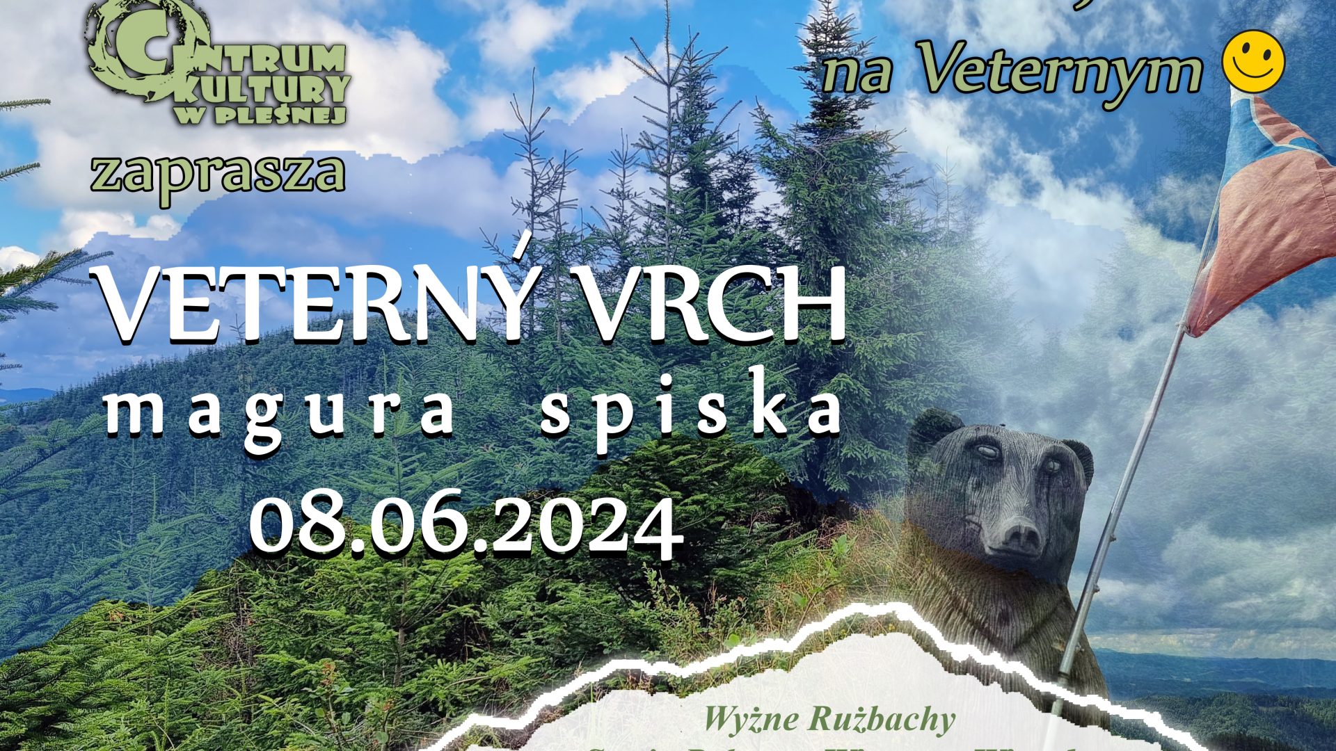Plakat wycieczki na Veterny Vrch. Szczegóły w artykule.