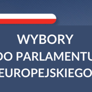 Granatowy baner informacyjny z biało-czerwonym paskiem