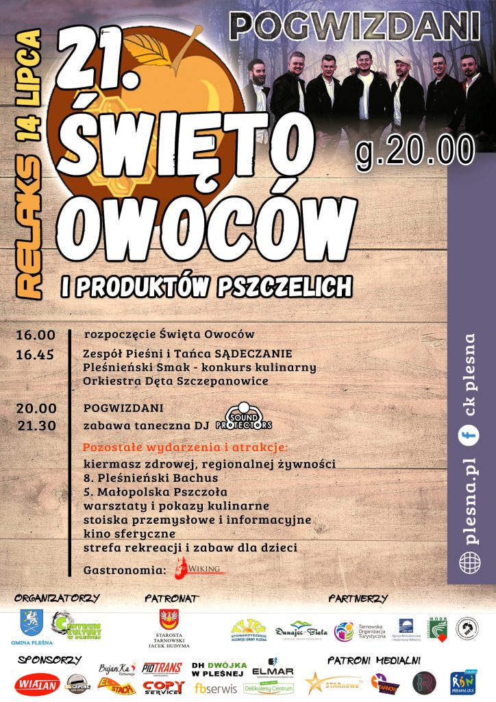 Plakat imprezy 21. Święto Owoców. Szczegóły w artykule.