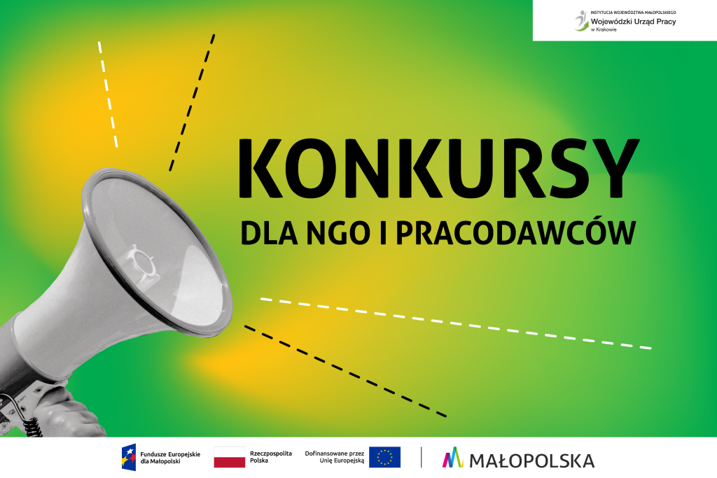 Na zdjęciu tuba i napis "Konkurs dla NGO i pracodawców".