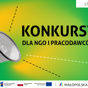 Na zdjęciu tuba i napis "Konkurs dla NGO i pracodawców".