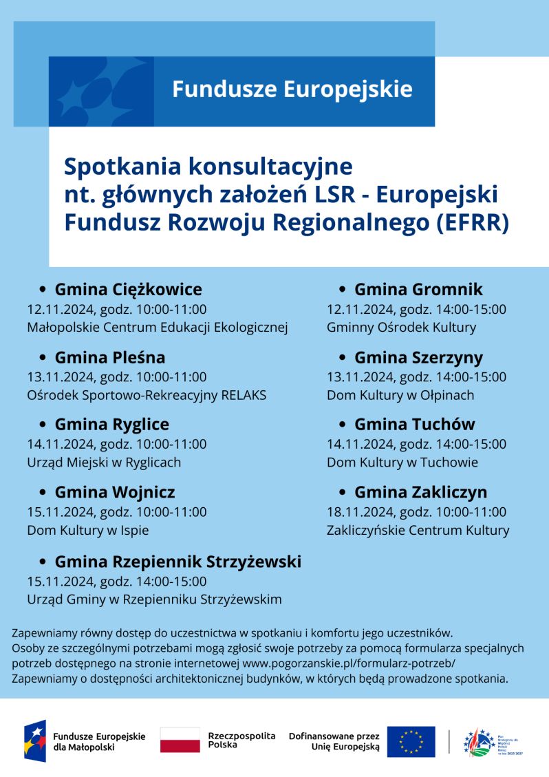 Harmonogram spotkań na niebieskim tle