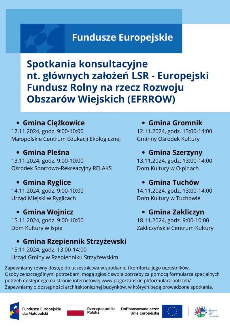 Harmonogram spotkań na niebieskim tle