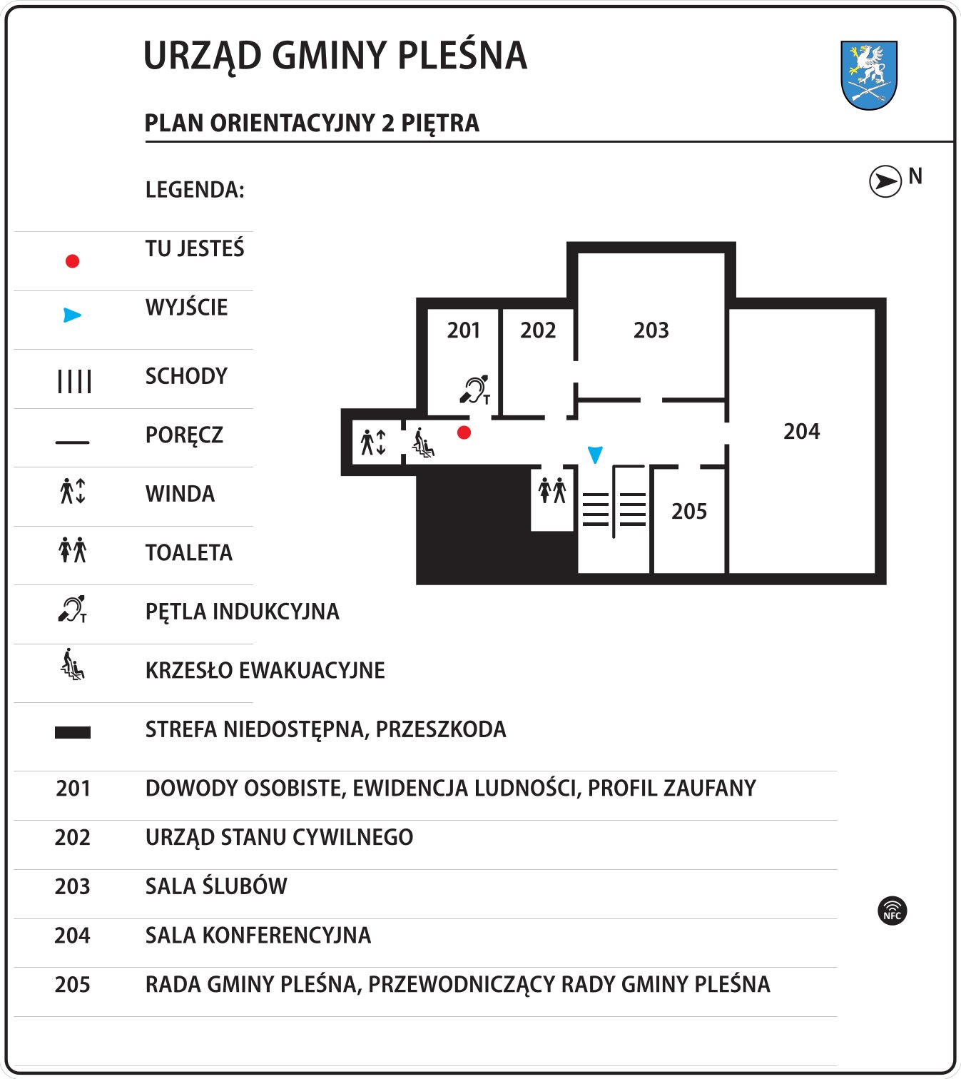 Plan graficzny drugiego piętra Urzędu Gminy w Pleśnej