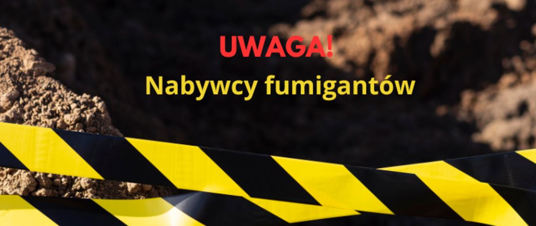 Żółto-czarna taśma, u góry czerwony napis "uwaga"