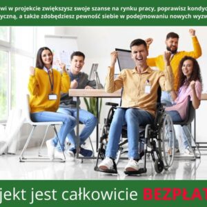 Grupa młodych ludzi unosi ręce w geście radości