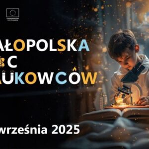 Mały chłopiec siedzi przed mikroskopem