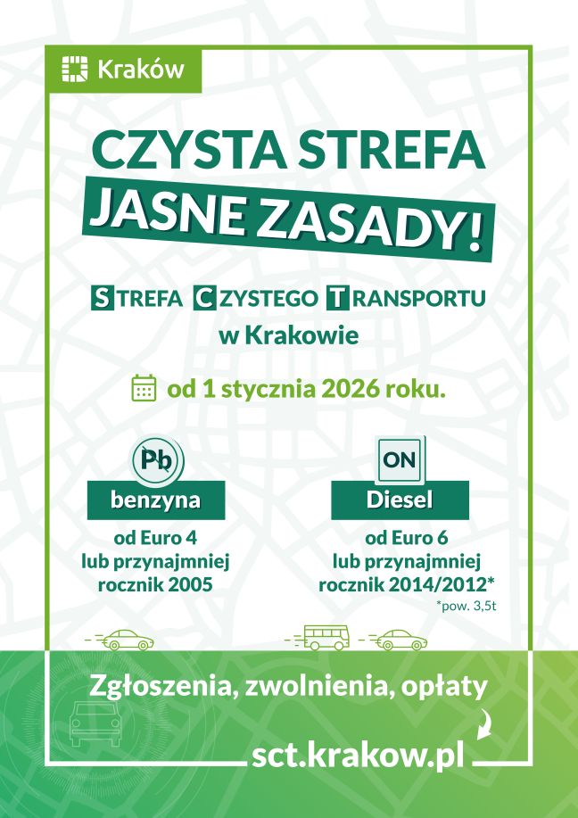 Plakat informacyjny o czystej strefie transportu