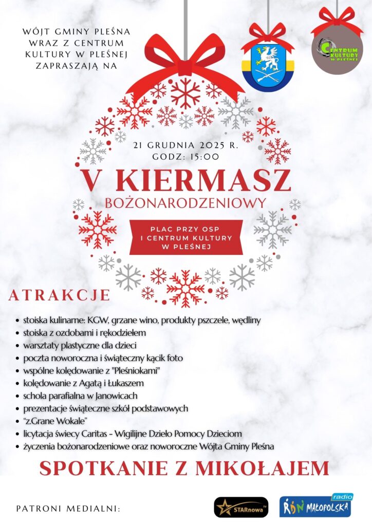 Plakat V Kiermaszu Bożonarodzeniowego. Szczegóły w artykule.