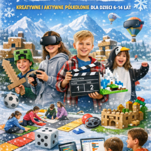 Plakat Intensywnych ferii w Centrum Kultury w Pleśnej. Szczegóły w artykule,