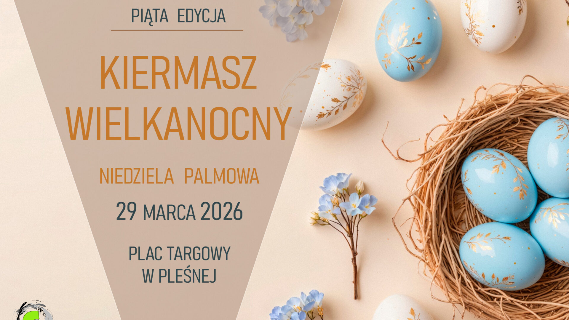 Baner piątej edycji Kiermaszu Wielkanocnego w Pleśnej. Niedziela Palmowa, 26 marca 2026, Plac Targowy w Pleśnej