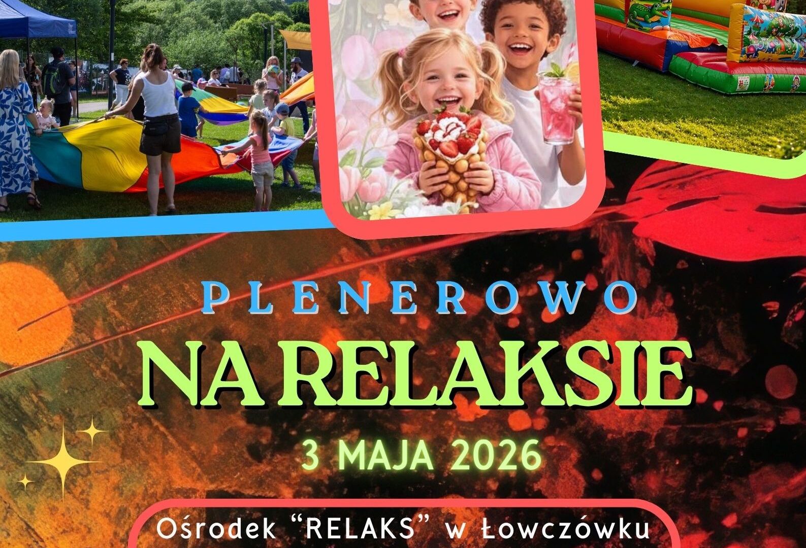Baner wydarzenia: Plenerowo na Relaksie. 3 Maja 2026, godz. 15.000-18.00.