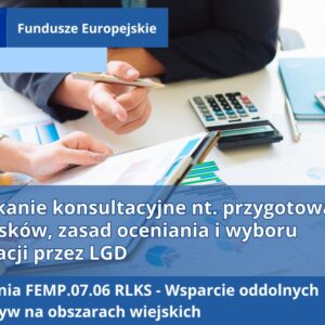 Na biurku wydruki z wykresami, kalkulator, smartfon, mężczyzna trzyma długopis, kobieta trzyma kartkę z wykresem