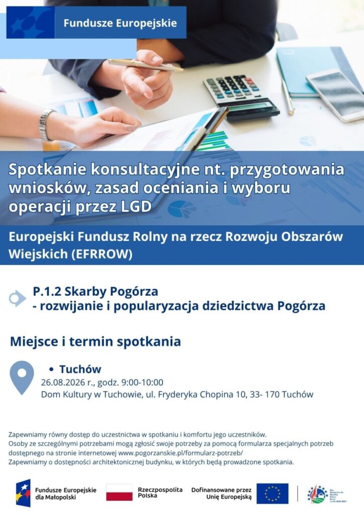 Na biurku wydruki z wykresami, kalkulator, smartfon, mężczyzna trzyma długopis, kobieta trzyma kartkę z wykresem