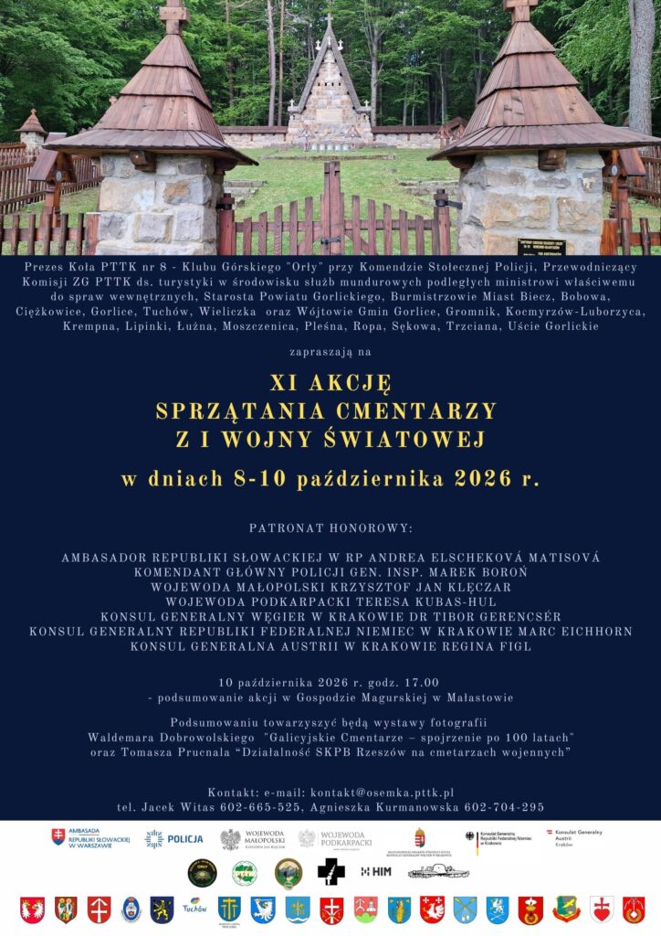 Widok od przodu na cmentarz wojenny z czasów I wojny światowej