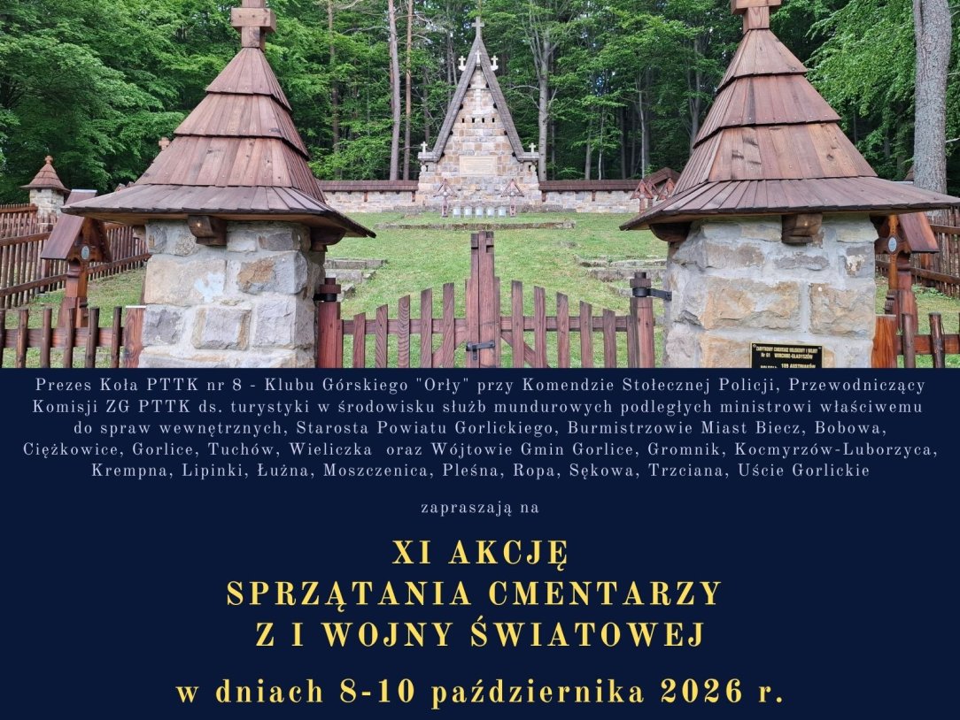 Widok od przodu na cmentarz wojenny z czasów I wojny światowej