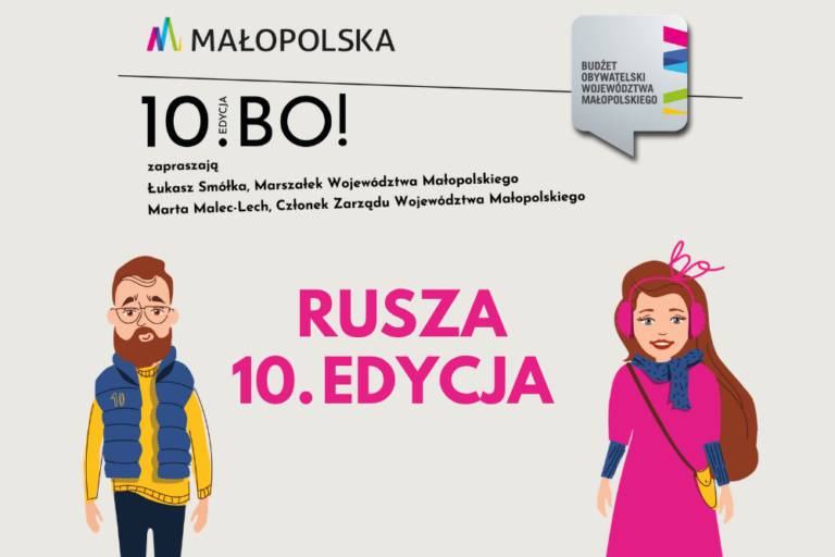 Grafika informacyjna, u dołu postacie mężczyzny i kobiety ubranych w jesiennym stylu
