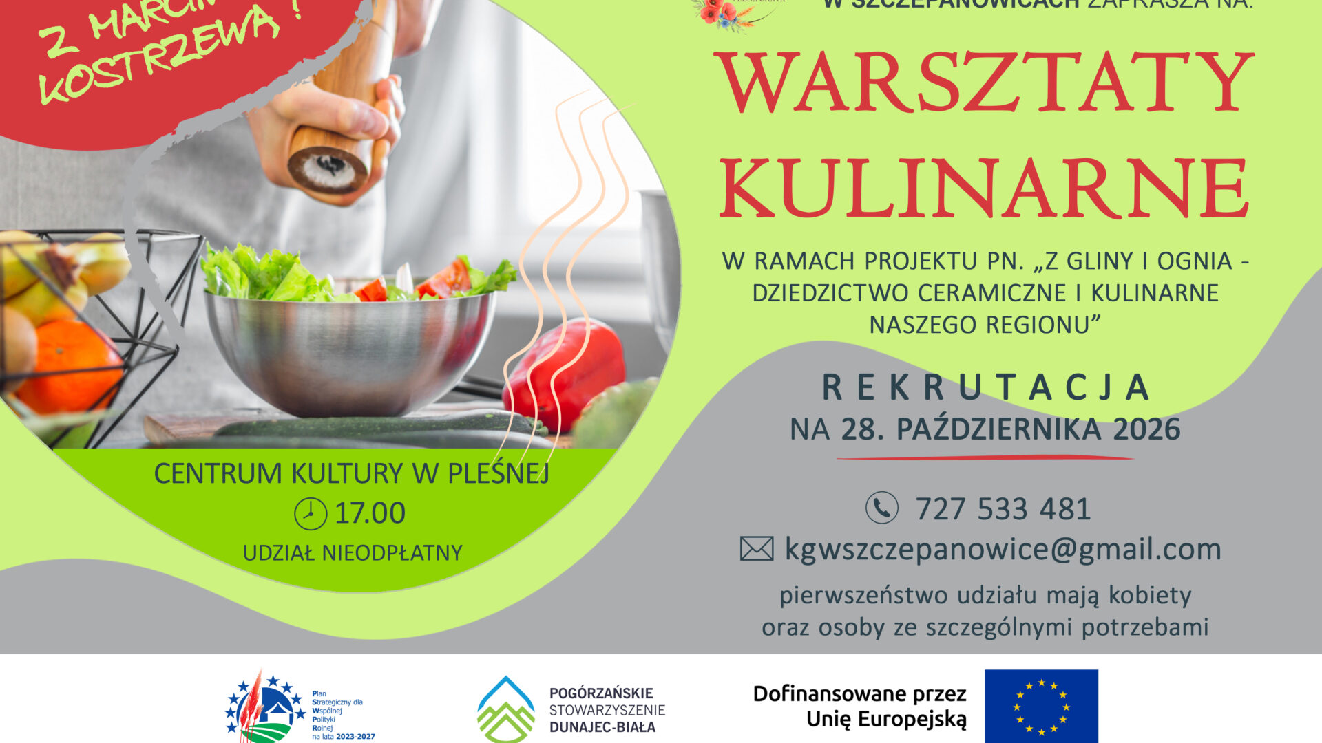 Plakat Warsztaty Kulinarne. Szczegóły w artykule.