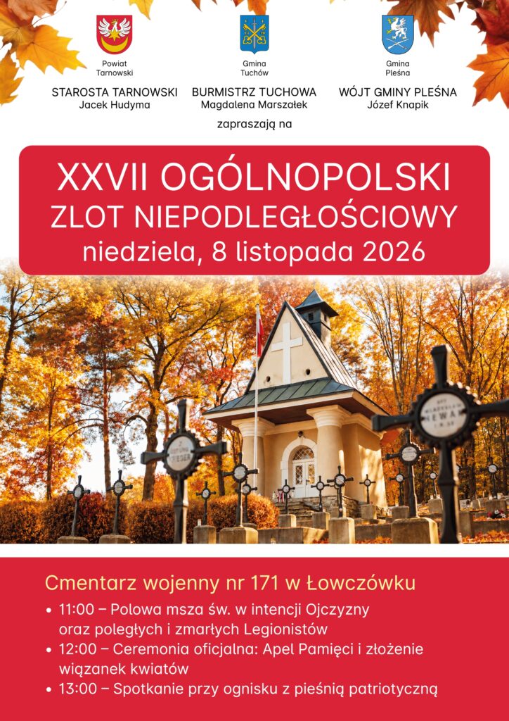 Plakat XXVII Zlotu Niepodległościowego w Łowczówku. Szczegóły w artykule.