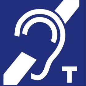 Granatowe logo informujące o obecności pętli indykcyjnej.